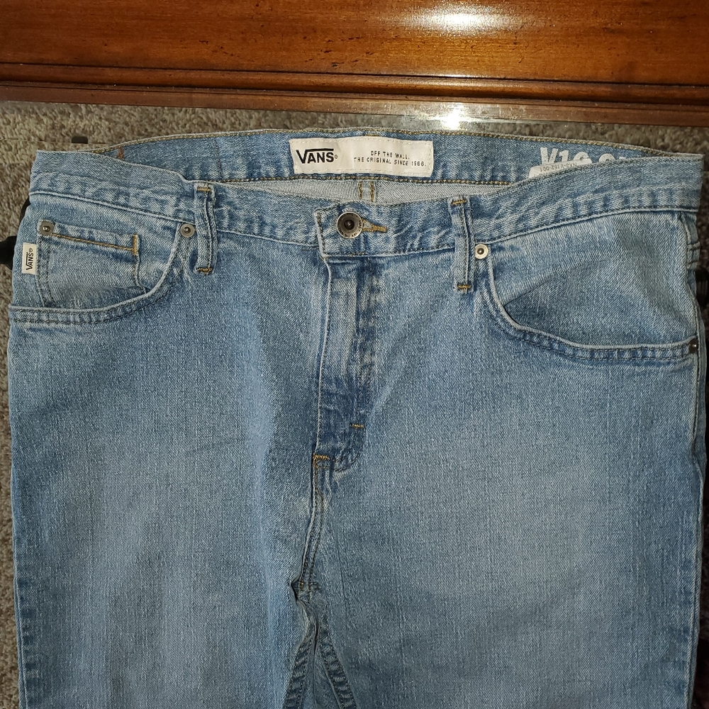 Baby Blue distressed Vans Jeans